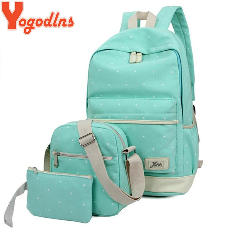 

Yogodlns 3Pcs/set Casual Women Backpack Canvas Book Bags Preppy Style School Back Bags for Teenage Girls Composite bag
