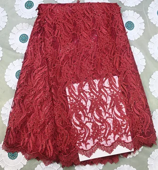 

2019 High Quality African Lace Fabric French Lace Fabric Guipure Lace with Sequins Nigerian Lace Fabric For Wedding Dress X1856