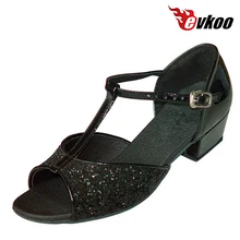 Evkoo/Танцевальная обувь для бальных танцев; размеры США 4-12; обувь для танцев; обувь для девочек на низком каблуке 3 см и 4 цвета на выбор; удобная Evkoo-353