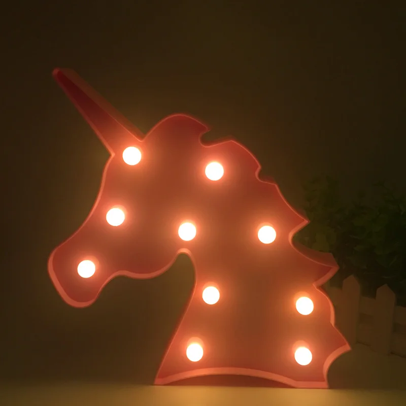 REEDBUCK 3D Unicorn Head Led Night Lights Animal Marquee Lamps Kids Gift Bedroom Table Led Lamp Party Wedding Home Decoration  (7)