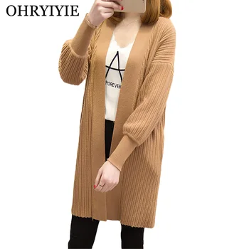 

OHRYIYIE High Quality Thick Warm Long Cardigan Sweater Women 2019 Autumn Winter Long Sleeve Knitted Cardigans Female Tricot Tops