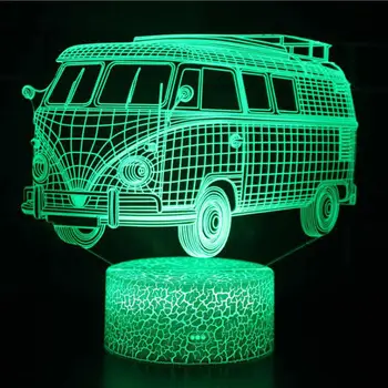 

Bus 3d Lamp Shades For Table White base Lovely 7 color change 3D Lighting White Dressing Tables Desk Lamps