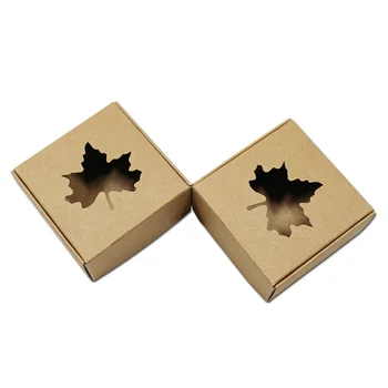 

200Pcs Natural Hollow Style Kraft Paper Crafts Packaging Box Papercard Party Gift Packing Box Cardboard Handmade Soap Pack Box