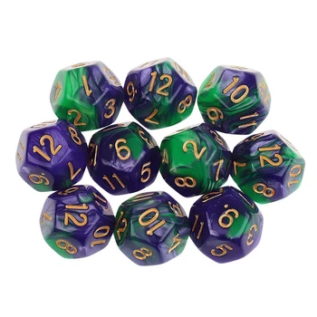 

New 10pcs D12 Sided Polyhedral Dice Set Double-Colors Acrylic Dices Set Play Game For Dungeons and Dragons Dice