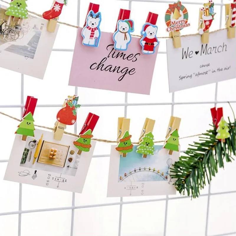 Рождественская серия деревянные трос клип серии папка канцелярских принадлежностей и школьных принадлежностей 10 шт./пакет