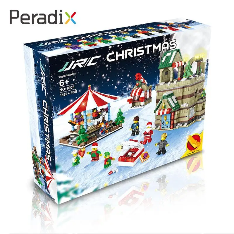 

Colorful ABS Training Ability Decoration Christmas Building Toy Merry Go Round Educational Display Christmas Construction Toy