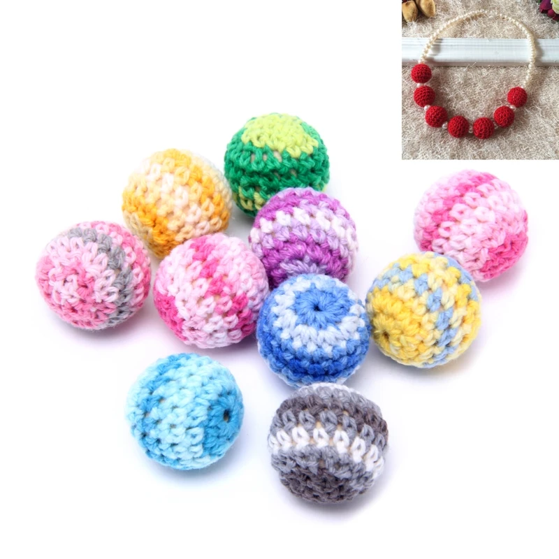 

10pcs Wooden Crochet Round Beads For Baby Teething Jewelry Making Handmade 20mm