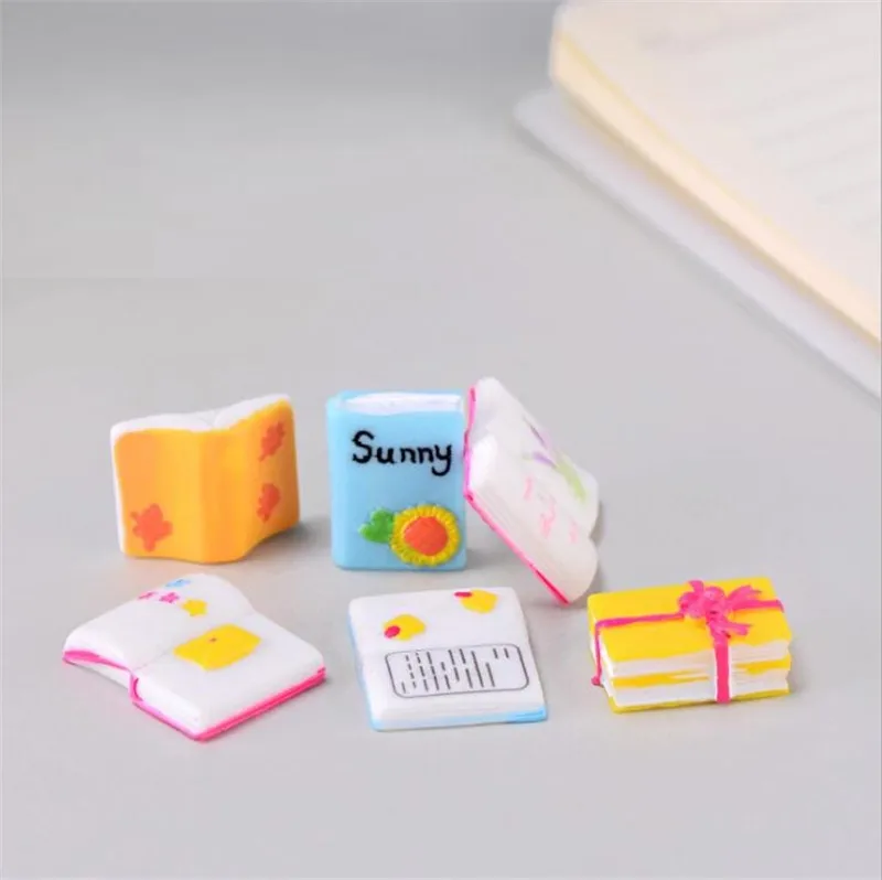 

1 PC Mini Cute Book Paper Notebook Pamphlet Brochure School Student Small Statue Figurine Crafts Ornament Decoration