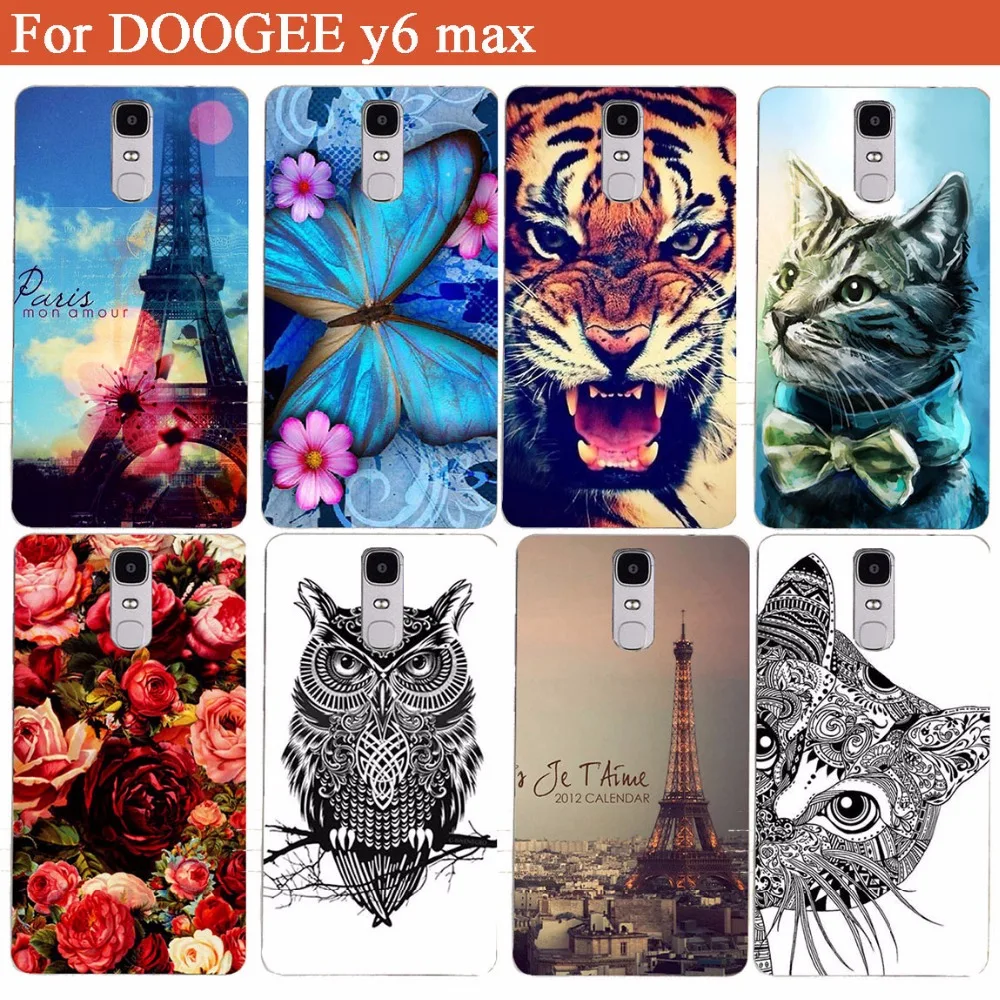 

For DOOGEE Y6 MAX Case Cover 2017 New DIY Painting Colored Tiger Owl Rose Hard Plastic Case For DOOGEE Y6 MAX 6.5 Inch Phone Bag