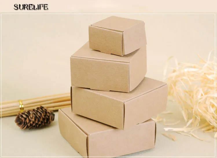 100 шт маленькая крафт-бумага подарочная упаковочная коробка, крафт-картон ручной работы Коробка для мыла конфет, персонализированная крафт-бумага подарочная коробка