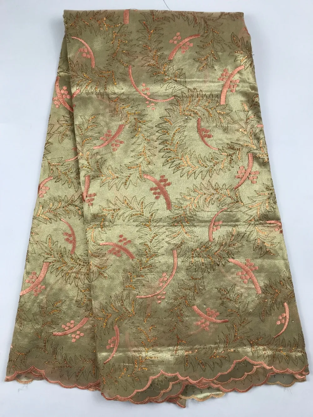 

Newest Sequins Lace Fabric Embroidered Organza Lace Fabric With Sequin 2019 High Quality Nigerian Lace Fabric