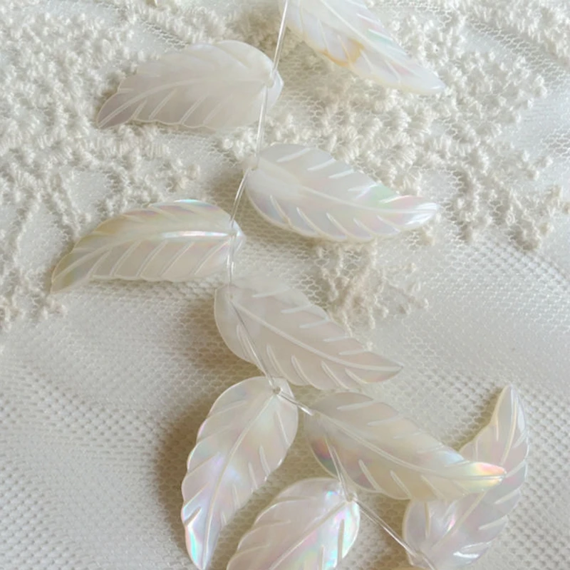 

29*12MM 20Pcs Leaf Wing Shape Natural White Pearl Shell Beads Jewelry Pendants Charms