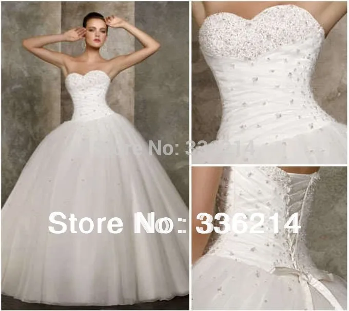 2013 New Arrival Fashion Formal Sweetheart Organza Beads Princess Wedding Dresses Bridal Gown Chapel Train | Свадьбы и торжества