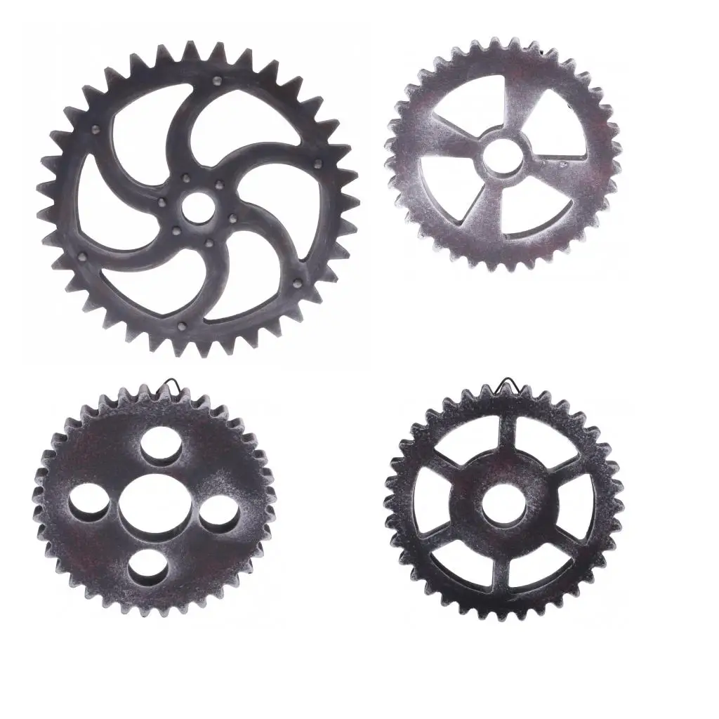

Set 4pcs Large Vintage Industrial Wooden Gear Wall Hanging Decorative Wheel Ornament