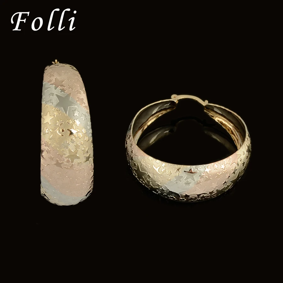 Whole 2017 New Hot S Tri Tone Italy Gold Color Earring Whole 2017 New Hot S Tri Tone Italy Gold Color Earring Fashion Silver Rose Hoop For Women In Earrings From Jewelry Accessories