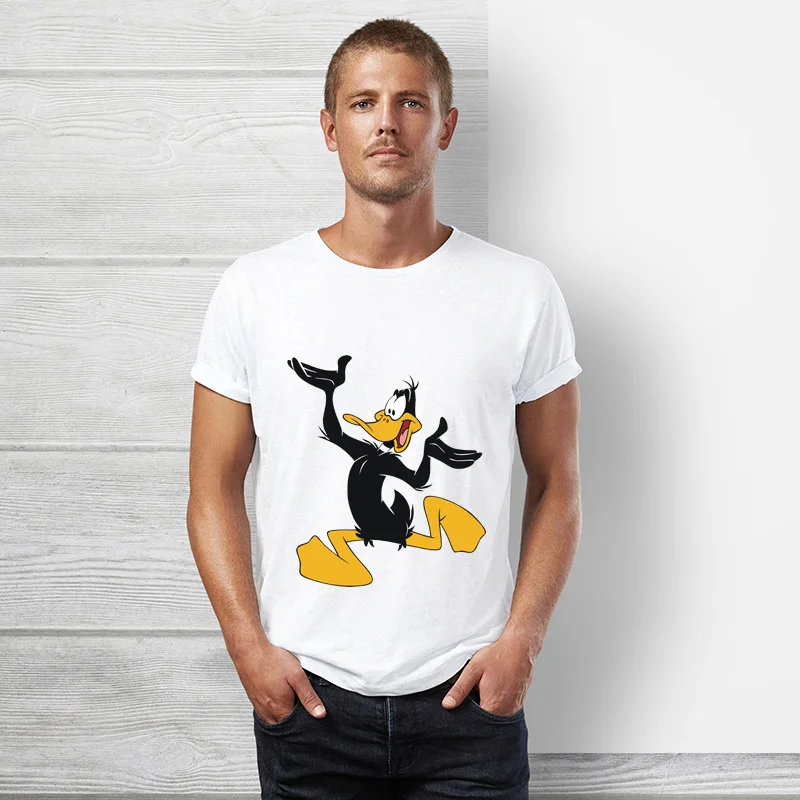 Looney Tunes Даффи дак Футболка мужская с коротким рукавом лето Хип хоп топы тройник