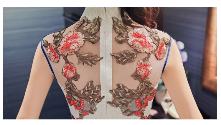 Новое традиционное китайское современное Cheongsam Белое кружево вышивка Qipao свадебное платье для женщин Qi Pao Восточный стиль платья сексуальные