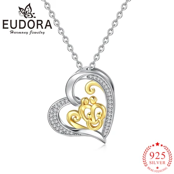 

Eudora 925 Sterling Silver Heart Pendant Necklaces with Clear Zircon Fashion Sterling Silve Jewelry for Women Anniversary Gift