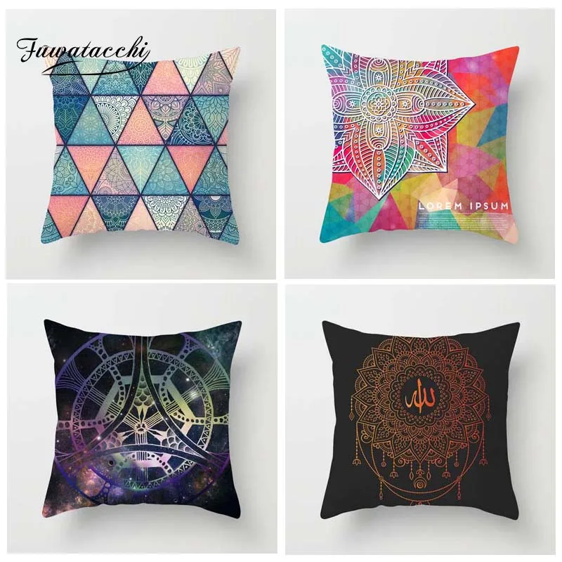 

Fuwatacchi Colorful Geometry Pattern Cushion Cover Mysterious Universe View Pillow Cover Sofa Bed Decorative Soft Pillowcase