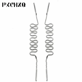 

Fashion simple Tremella line female wild style temperament female models earrings double pointed ear line length 9cm