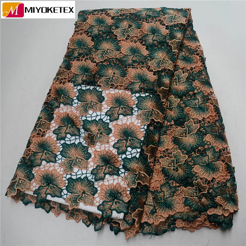 

New Design Guipure Lace Fabric Embroidered Cord Lace High Quality African Lace Fabric With Beads For Wedding Clothing PSA589-1