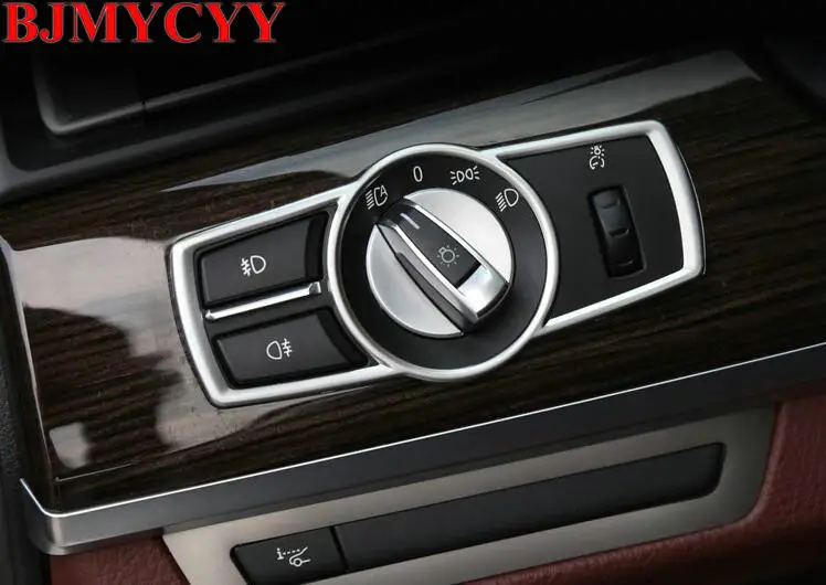 BJMYCYY Car Headlight Switch frame decorative cover trim Car styling 3D sticker decal For BMW 5/7 series 5GT X3 F25 /X4 F26 E60