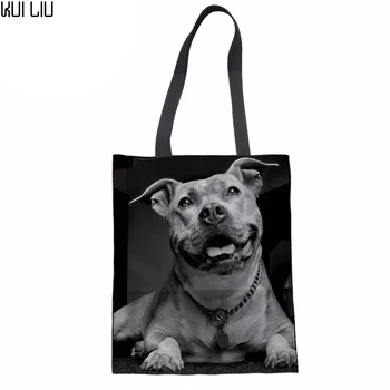 

Shoulder Bag Women Handbags Pit Bulldog Printing Shopping Tote Bolsa for Teenager Girls Book Bag Soft Beach Tote Bag New