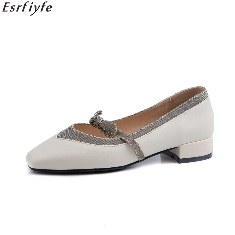 

ESRFIYFE New Genuine Leather Ladies Boat Shoes Slip on Ballerina Ladies Shallow Pumps Shoes Casual Breathable Flats Bow Tied
