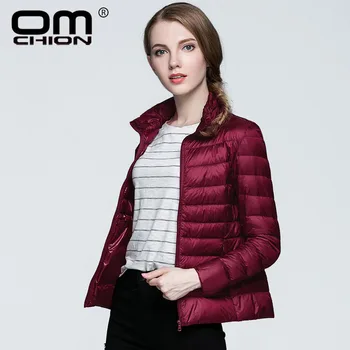 

OMCHION Plus Size XXL 3XL Winter Jacket Women 2018 Korean Autumn Utral Light Slim White Duck Down Coat Stand Collar Parka LY14
