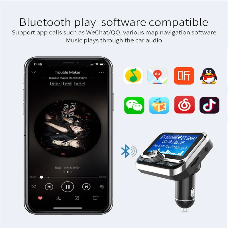 FM передатчик автомобильный беспроводной Bluetooth MP3 плеер Hands free двойной USB поддержка