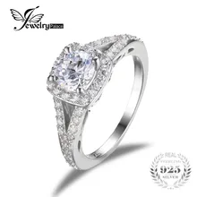 Jewelrypalace 2.2ct zirconia cúbico solitario anillo de compromiso de halo auténtica plata de ley 925 joyas de plata anillos de boda para las mujeres