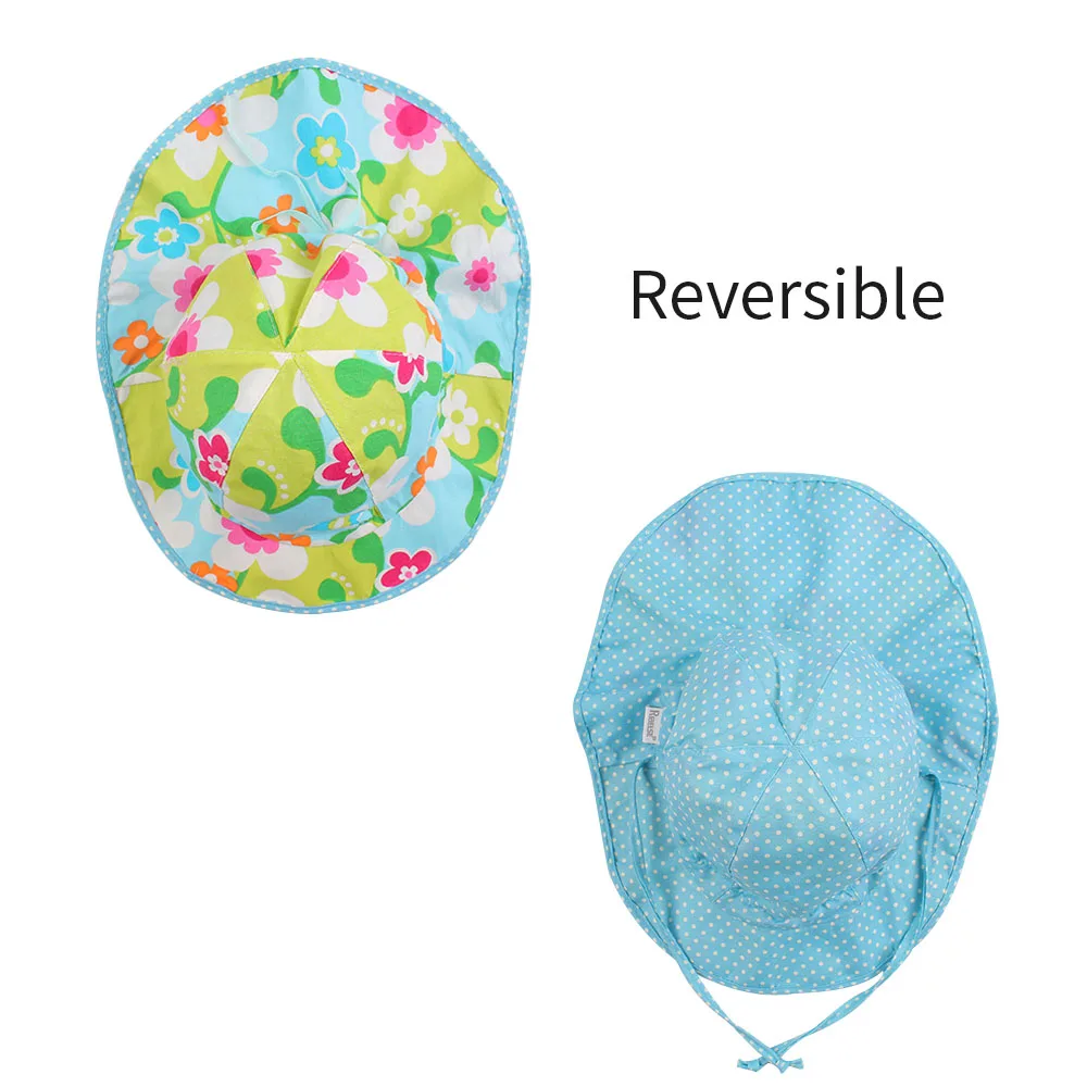 Floral Print Baby Sun Hat Infant Toddler Girls Summer UV Protection Cap withWide Brim and Neck Guard Ultra-Thin Breathable Cool (7)