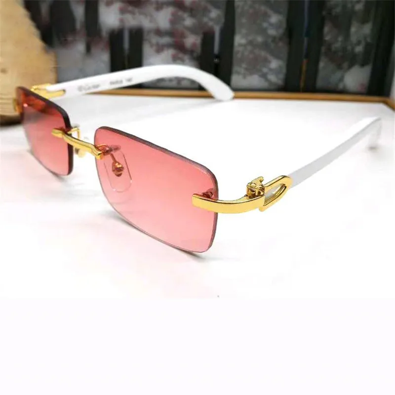 

Cubojue Men's Sunglasses Rimless Gold Wood Sun Glasses for Man Gradient Lens Wooden Leg Transparent UV400