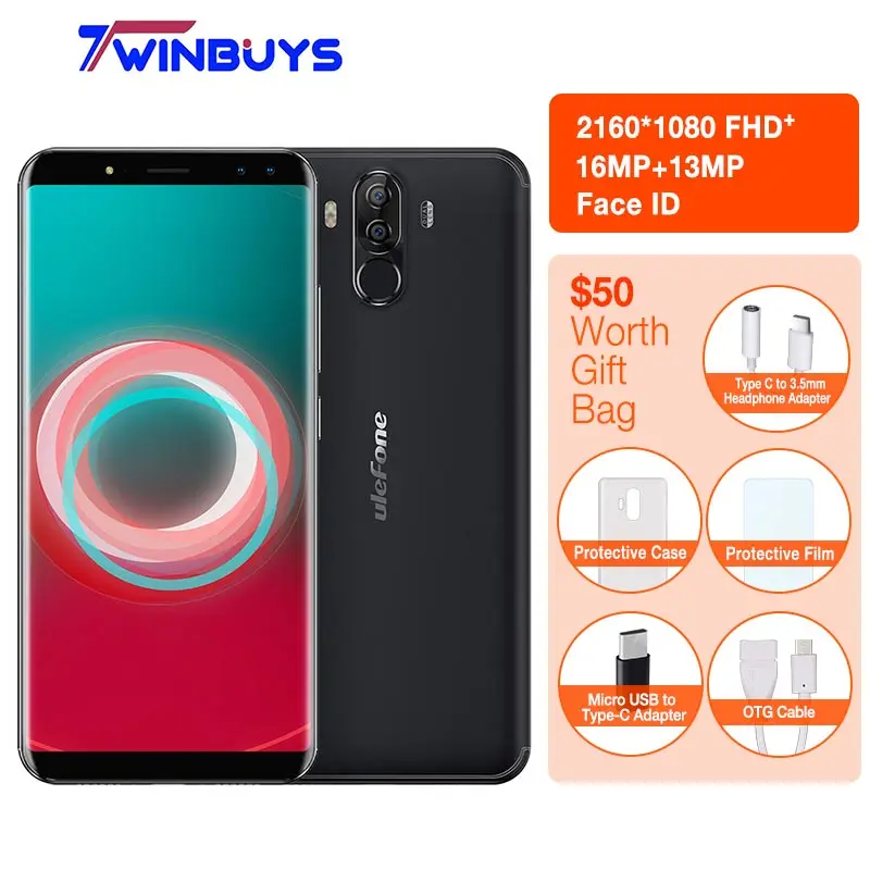 

Ulefone Power 3S 6.0"18:9 Full Screen Smartphone MTK6763 Octa 6350mAh 4GB 64GB Face ID Four Camera Android 8.1 Mobile phone