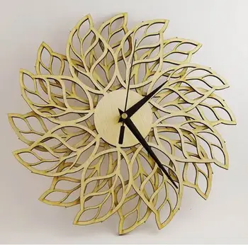 

High Quality Unique Nordic Style Leaf Pattern Mute Quartz Wall Clock Retro Silent Clock Brief For Home Office Living Room Decor
