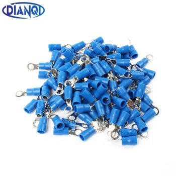 

RV2-4 Blue Ring Insulated Wire Connector Electrical Crimp Terminal Cable Wire Connector for 1.5-2.5mm2 100PCS/Pack RV2.5-4 RV