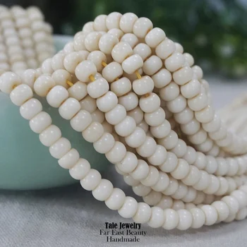

Wholesale 9x5mm Ivory White Tagua Nut 108mala Smooth Flat Round Beads For Jewelry Making Natural Wooden Spacer Beads Full Strand