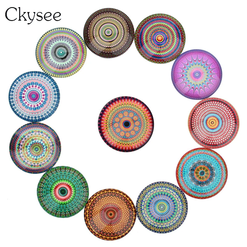 

Ckysee Floral Flower Photo Glass Round Cabochon Crystal Handmade Cabochons For Necklace Pendant DIY Jewelry Making