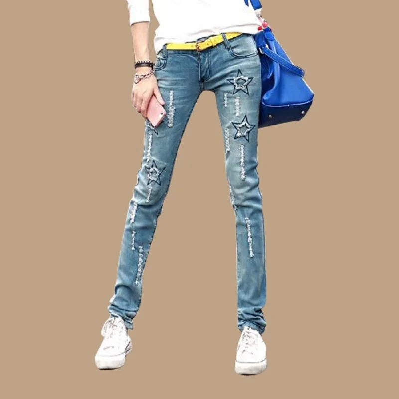 

2017 New Fashion Sexy Slim Fit Jeans Women Pencil Pants Spring And Summer Skinny Trousers For Lady Jeans Femme Plus Size