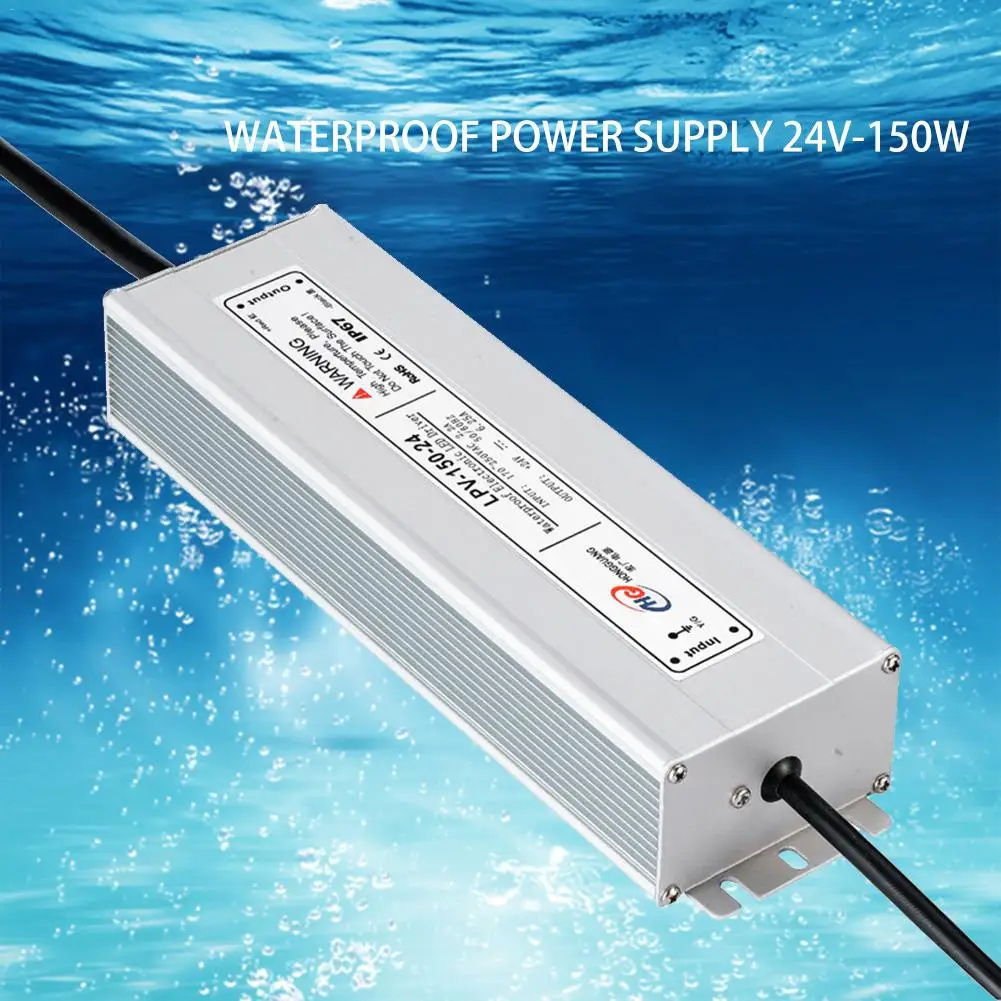 

Waterproof Supply 24V 150W 6.25A LED Power Supply Driver Transformer Adapter Outdoor LED Transformer Driver for LED Strip Light