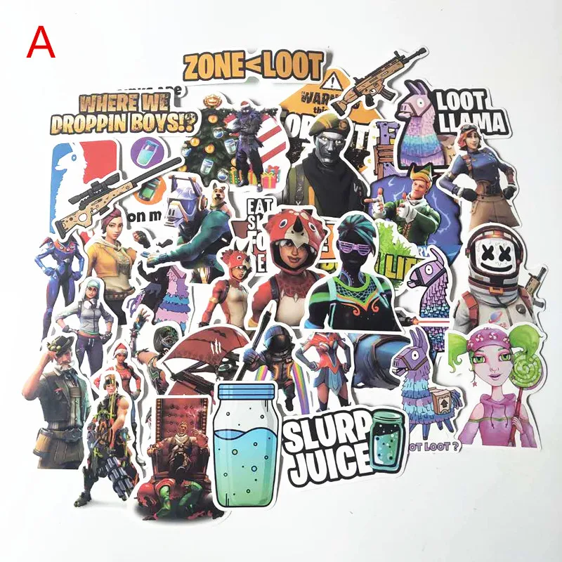50Pcs Fortaleza Battle Royale Stickers Llama Laptop Waterproof Luggage Phone Decal For Skateboard Kids Classical Quincena Toy huismerk kopen in de aanbieding