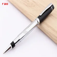 Роскошные Качество 800 черная шляпа платина, нержавеющая сталь Бизнес офис Средний перо Ручка-роллер