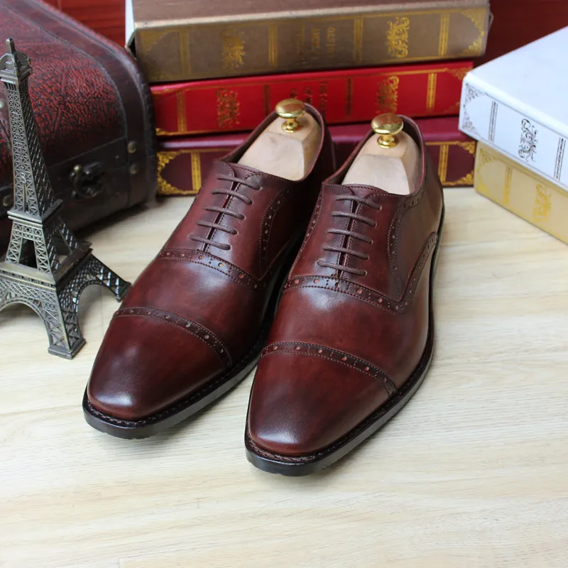 

SKP159 Custom Made Goodyear 100% Genuine Leather Handmade oxfords Shoes Men's Handcraft Dress Formal Shoes Large Plus Size