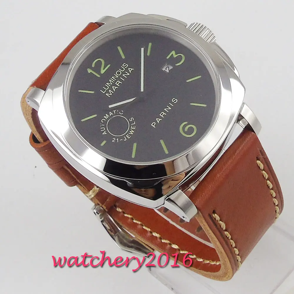 

44mm Parnis Automatic Watch Super Luminous Mechanical Watches Classic Men Diver Watch Top Brand Luxury Men relogio masculino