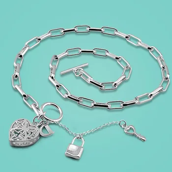 

925 sterling silver necklace female special heart pendant necklace solid silver 46cm chain girls fashion jewelery birthday gift