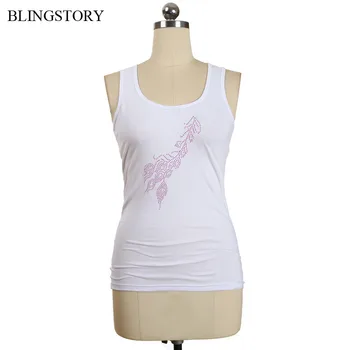 

BLINGSTORY New Fashion Summer Large Size Women Femme 5xl Diamond Flower Elegant Sleeveless Tee Shirt LP5229009A