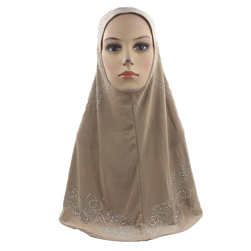 Женский цельный Мусульманский Исламский хиджаб платок шарф "Амира" Стразы мгновенный легкий хиджаб