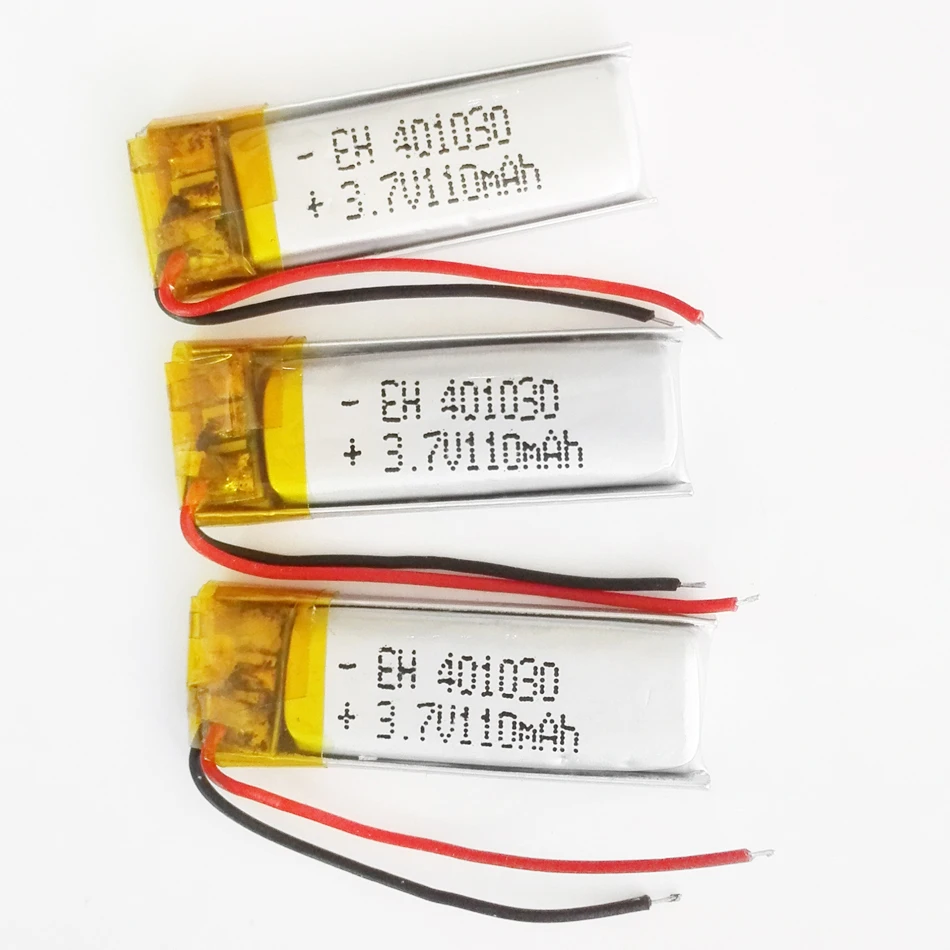 

3 pcs 3.7V 110mAh 401030 Lithium Polymer LiPo Rechargeable li ion Battery For DIY Mp3 MP4 MP5 GPS PSP bluetooth headphone