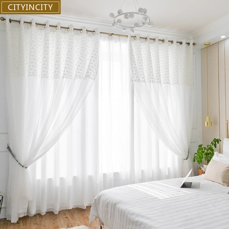 cityincity ستائر دانتيل شفافة لغرفة المعيشة ستارة دانتيل بيضاء أنيقة لغرفة النوم للنساء curtains aliexpress