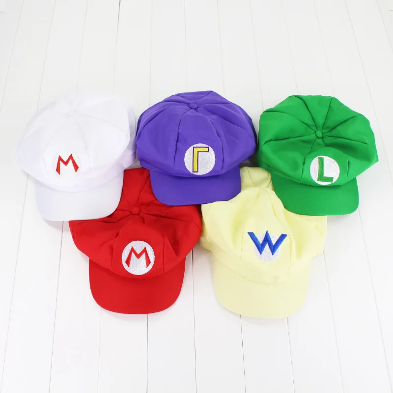 Super Mario Bros Caps Cotton hat Mario Luigi Cosplay Buckle Hats children Adult Hats Cap plush